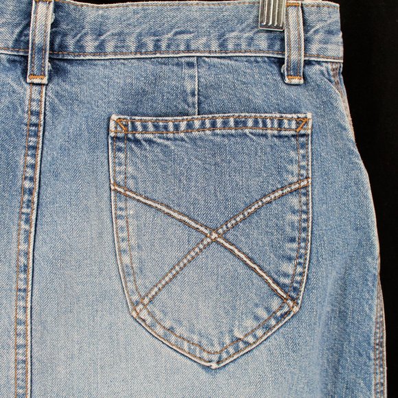 Vintage GAP Denim Skirt Light Wash Raw Hem Western Stitch100% Cotton No Stretch - Picture 5 of 12